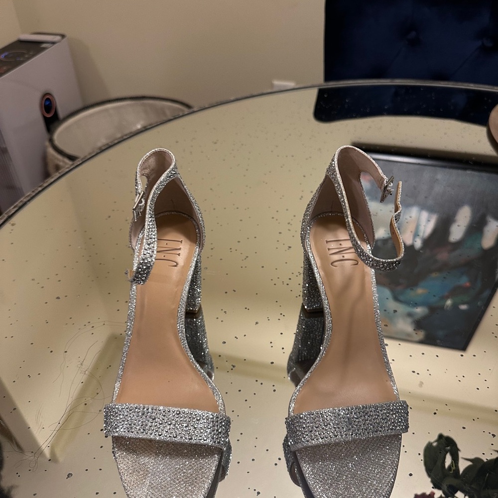 INC International Concepts Silver Heeled Sandals